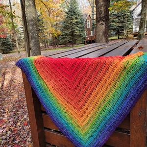 Beautiful Hand Crocheted  Rainbow textured Shawl - Extra long    FREE SHIPPING
