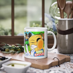 Roblox Slap Battles Ceramic Mug 11oz (approx. 330 ml), microwave and dishwasher safe, perfect gift for kids and fans