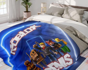 Roblox deken met naam, zacht, enkelzijdig bedrukt, 30x40 50x60 60x80, cadeau voor kinderkamer