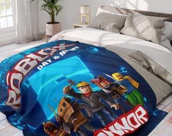 Roblox deken met naam, zacht, polyester, enkelzijdig bedrukt, 30x40 50x60 60x80