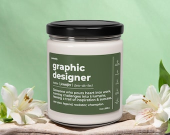 Lustige Grafikdesigner Kerze Geschenk für Männer und Frauen Wertschätzung Geschenk Danke Geschenk Personalisierte benutzerdefinierte Name Soja 9 Unzen Kerze C389