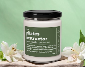 Funny Pilates Instructor Candle Gift for Men and Women Appreciation Gift Thank You Gift Personalized Custom Name Scented Soy 9oz Candle C442