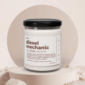 Diesel Mechanic Scented Candle Gift for Men Gift for Women Personalized Appreciation Gift Custom Name Candle Scented Soy 9oz Candle C489