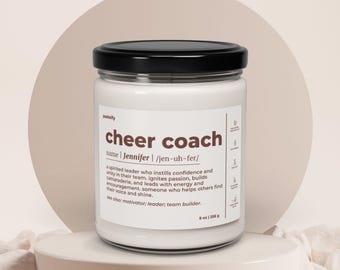 Cheer Coach Scented Candle Gift for Men Gift for Women Personalized Appreciation Gift Custom Name Candle Scented Soy 9oz Candle C516