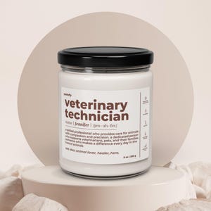 Personalized Name Veterinary Technician Unique Candle Vet Tech Week Gifts Veterinarian Modern Soy Wax Candle Vet Med Candle Decoration C286