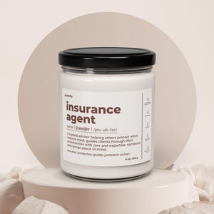 Funny Insurance Agent Scented Candle Gift for Men and Women Personalized Appreciation Gift Custom Name Candle Scented Soy 9oz Candle C456