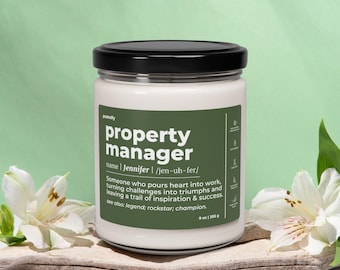 Funny Property Manager Candle Gift for Men and Women Appreciation Gift Thank You Gift Personalized Custom Name Scented Soy 9oz Candle C396
