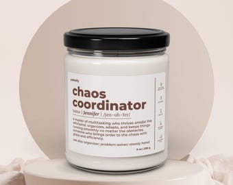 Chaos Coordinated Duftkerze Geschenk für Männer Geschenk für Frauen Personalisierte Wertschätzung Geschenk Benutzerdefinierte Name Kerze Duftkerze Soja 9 Unze C515