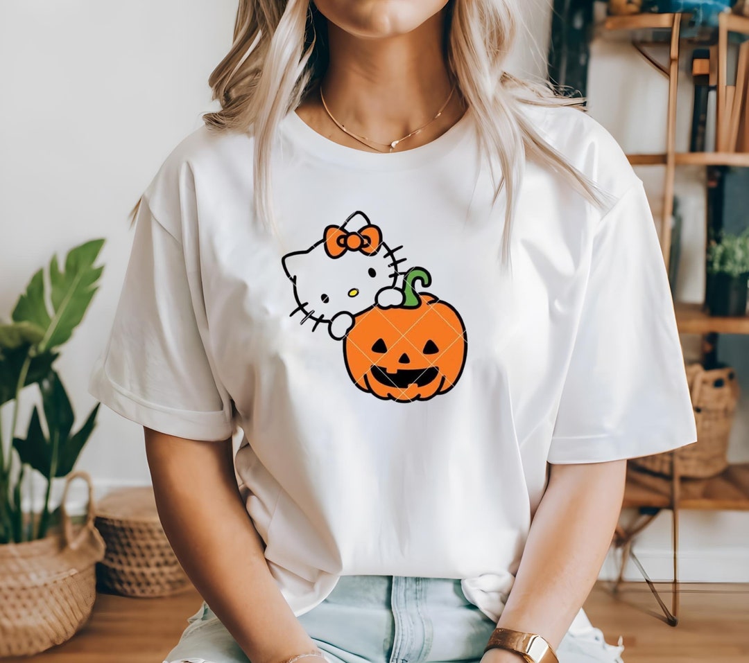 Halloween Hello Kitty Unisex Tee, Scary Cute Graphic Shirt, Halloween