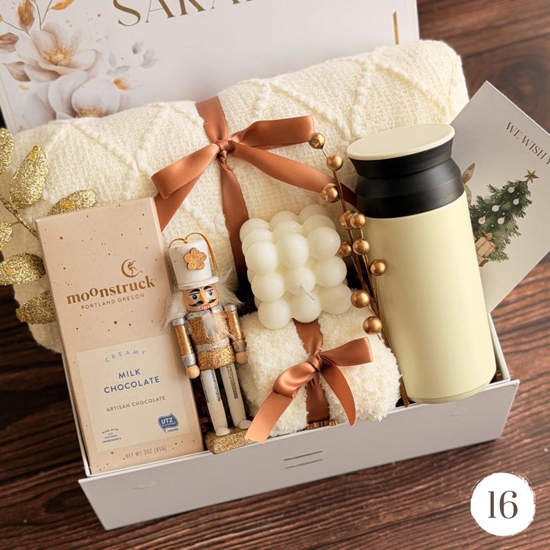 Cozy Gift Box for Her: Blanket, Mug, Flowers & More Gift Box 16