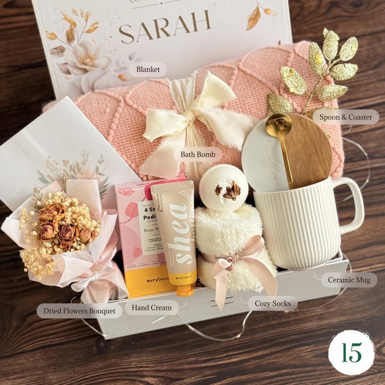 Women Birthday Gift Box, Birthday Gift for Her, Cozy Gift Basket, Sending Hugs Gift, Care Package for Her, Mom Birthday Gift, Sister Gift Gift box 15
