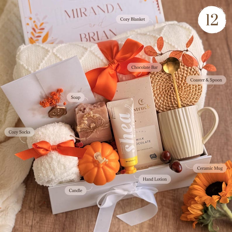 Caja de regalo otoñal acogedora con manta y vela: regalo de agradecimiento Gift Box 12