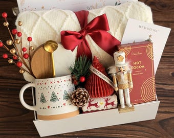 Holiday Gift Box With Blanket, Hygge Gift Box for Women, self care gift box for her