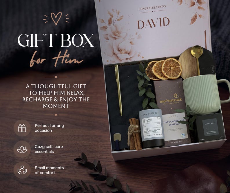 Gift box for him designed for any occasion — thoughtful appreciation gift for dad, coworker or employee