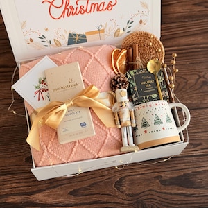 Hug in a Box for Her, Classy Gift Basket, Hygge Care Package, Thinking of You Gift for Mom, Winter Christmas Holiday Gift image 1