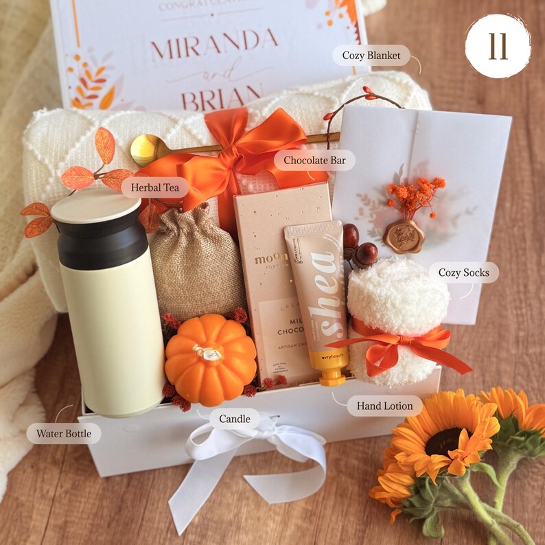 Caja de regalo otoñal acogedora con manta y vela: regalo de agradecimiento Gift Box 11