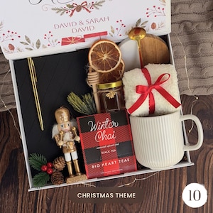 Cozy Gift Box, Comfort Gift, Thinking of You, Christmas Gift Basket with Blanket, Tea & Mug Set Gift Box 10