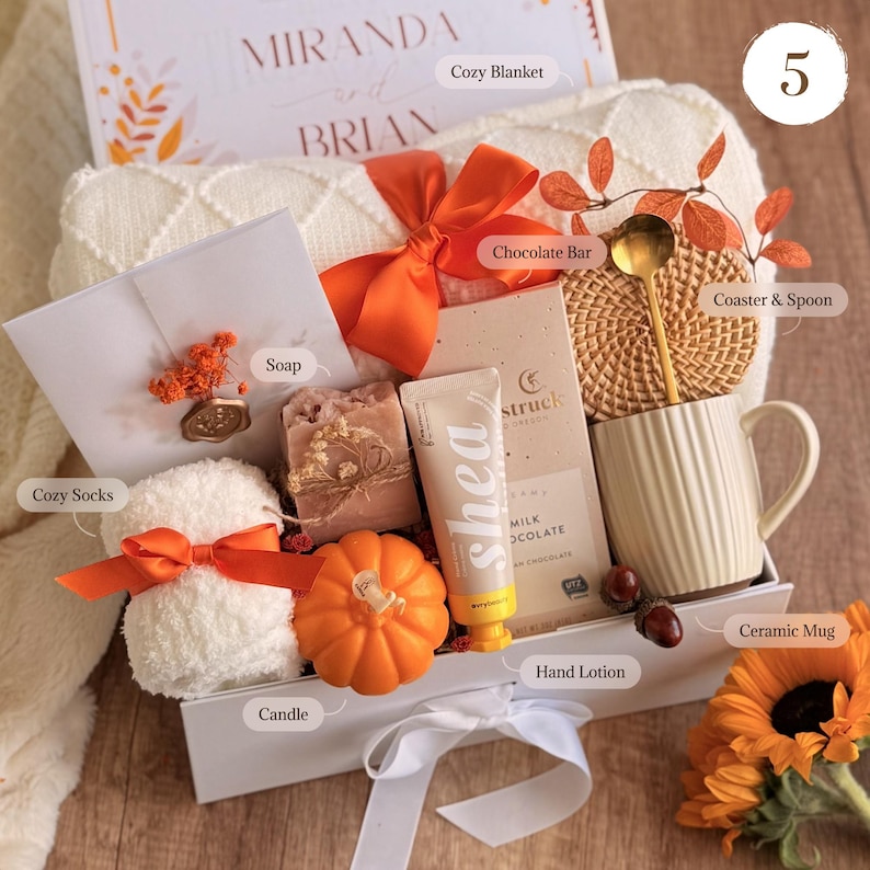Caja de regalo otoñal acogedora con manta y vela: regalo de agradecimiento Gift Box 5