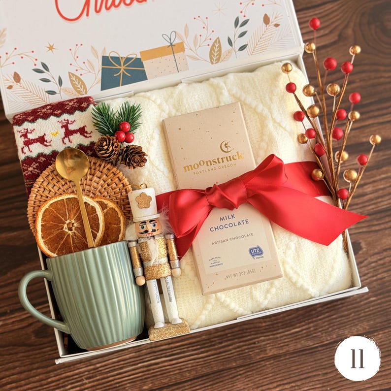 Cozy Gift Box for Her: Blanket, Mug, Flowers & More Gift Box 11