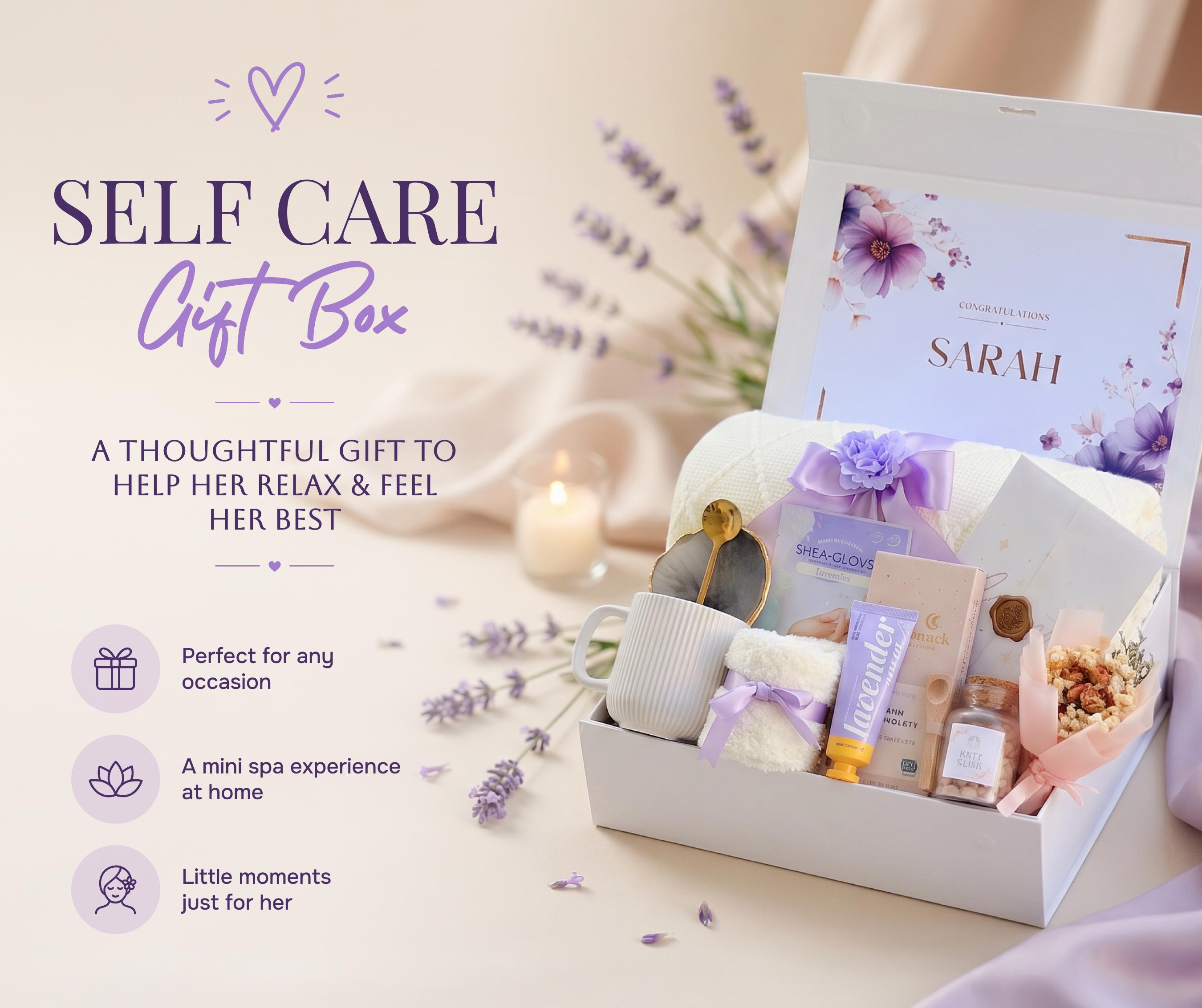 Self Care Gift Box for Women – Cozy Blanket Gift Basket, Hug in a
