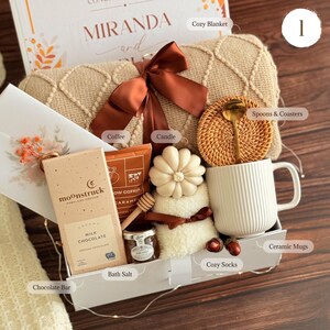 Caja de regalo otoñal acogedora con manta y vela: regalo de agradecimiento Gift Box 1