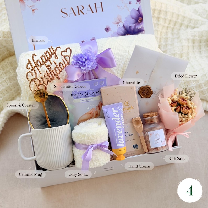 Women Birthday Gift Box, Birthday Gift for Her, Cozy Gift Basket, Sending Hugs Gift, Care Package for Her, Mom Birthday Gift, Sister Gift Gift box 4