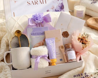 Self Care Gift Box for Women – Cozy Blanket Gift Basket, Hug in a Box, Encouragement Care Package, Friendship Gift, Holiday Gift for Her