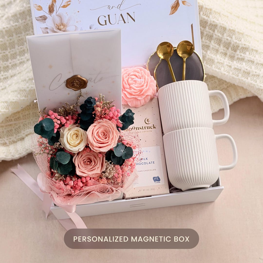 Engagement Gift Box for Couple, Custom Gift for Her and Him New Couple ...