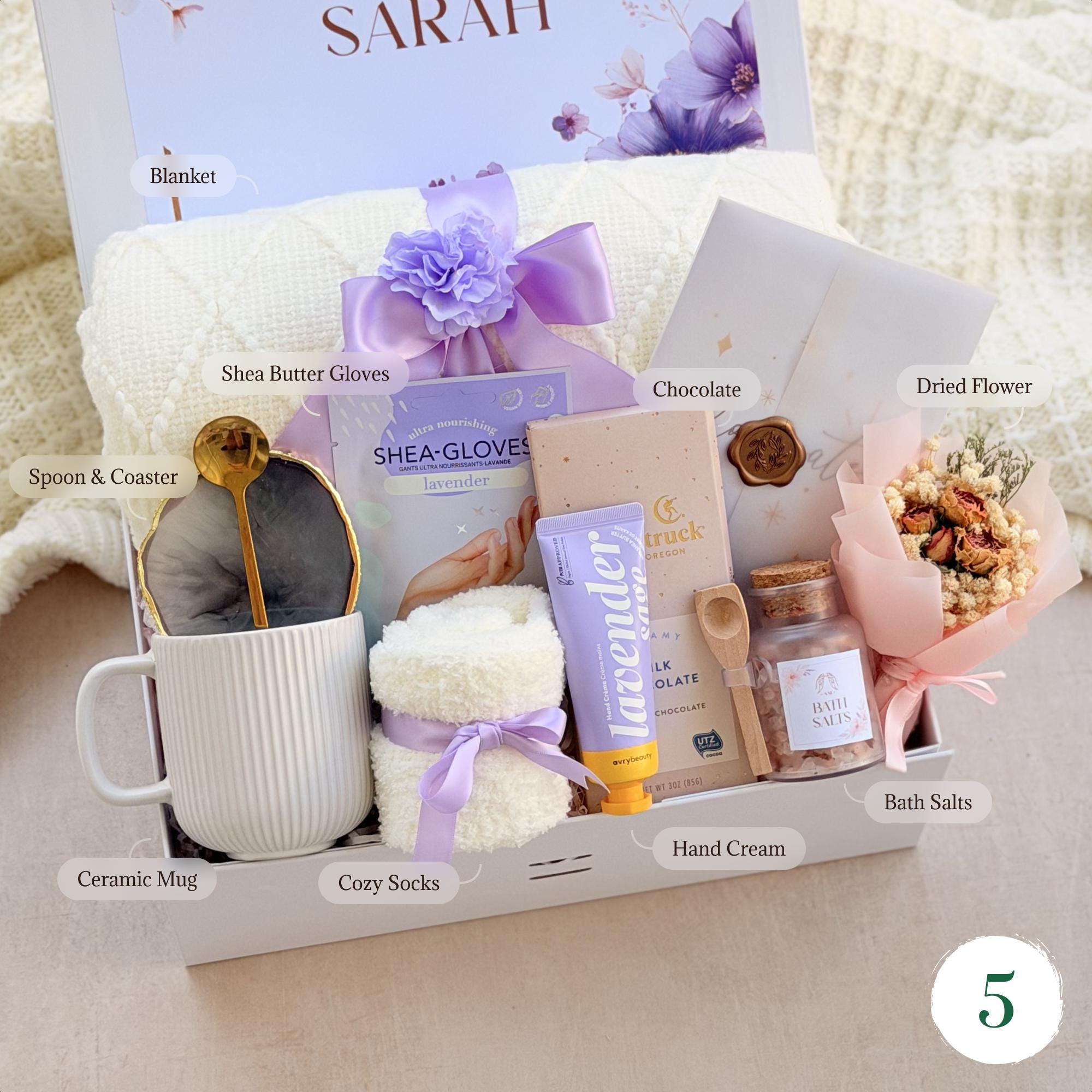 Self Care Gift Box for Women – Cozy Blanket Gift Basket, Hug in a