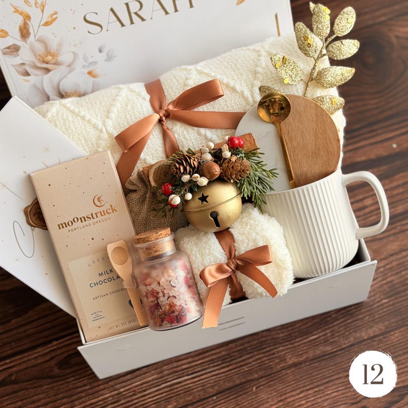 Cozy Gift Box for Her: Blanket, Mug, Flowers & More Gift Box 12