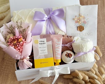 Gift Box for Her, Cozy Care Package, Hygge Gift Basket, Birthday Gift Set for Women, Sympathy Gift Box, Self Care Spa Gift for Coworker
