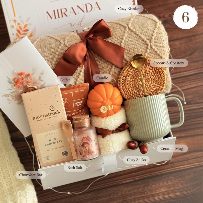 Caja de regalo otoñal acogedora con manta y vela: regalo de agradecimiento Gift Box 6