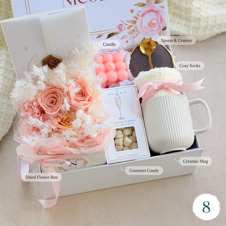 Women Birthday Gift Box, Birthday Gift for Her, Cozy Gift Basket, Sending Hugs Gift, Care Package for Her, Mom Birthday Gift, Sister Gift Gift box 8