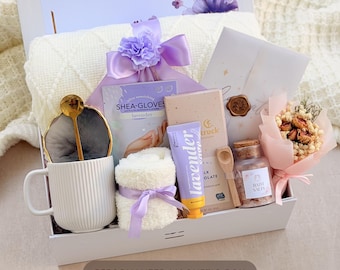 Hug in a Box for Her, Classy Gift Basket, Hygge Care Package, Thinking of You Gift, Get Well Soon Comfort Box, Self Care Basket