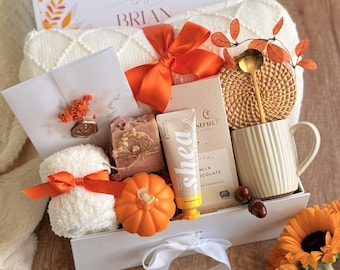 Thanksgiving Gift Box: Cozy Blanket, Mug & Candle - Personalized Magnetic Box