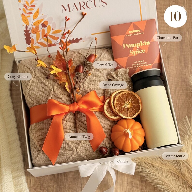 Caja de regalo otoñal acogedora con manta y vela: regalo de agradecimiento Gift Box 10