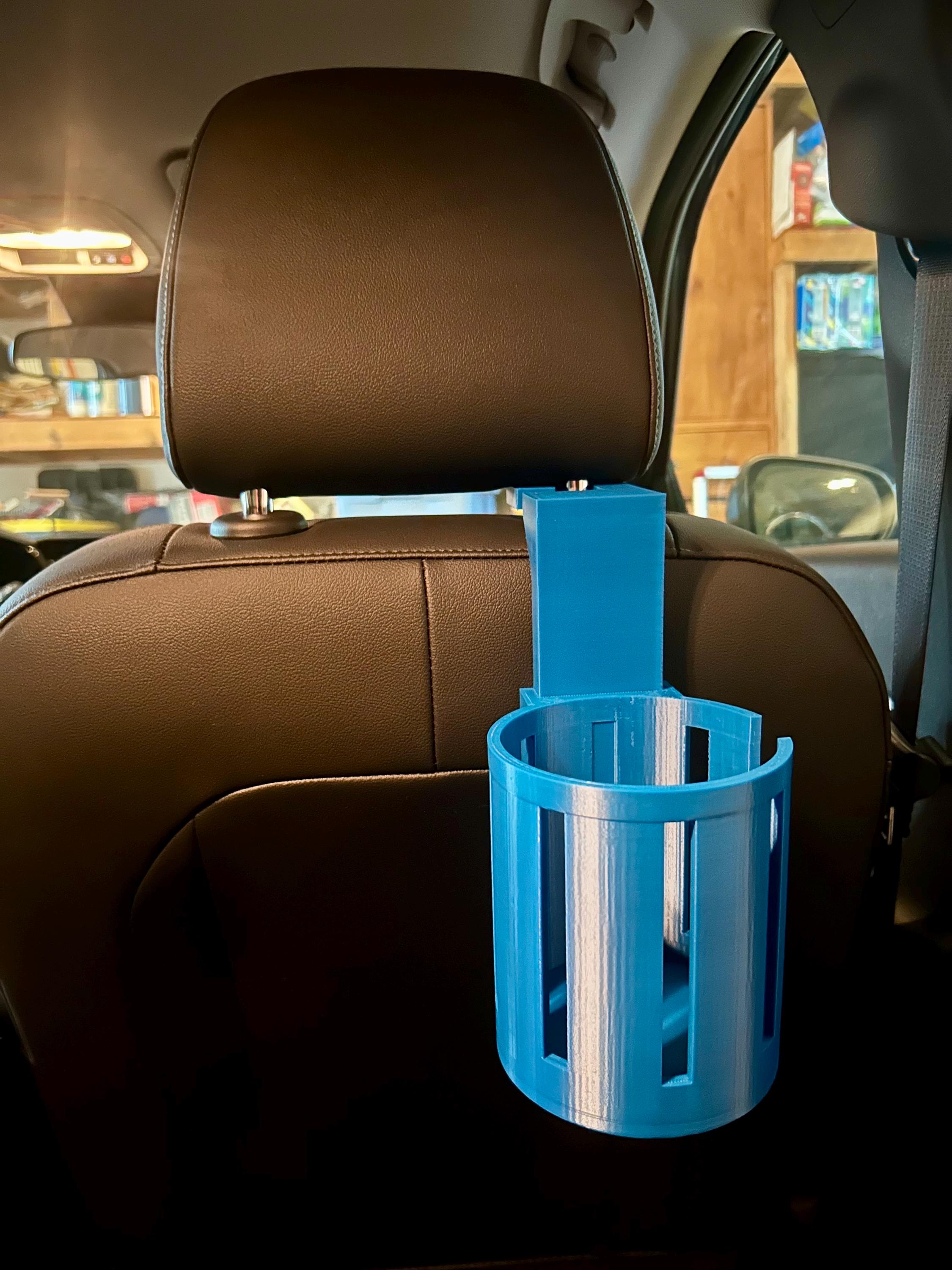 Universal Car Cup Holder - Seat Back & Door Mount Drink Bottle Stand - Black Plastic