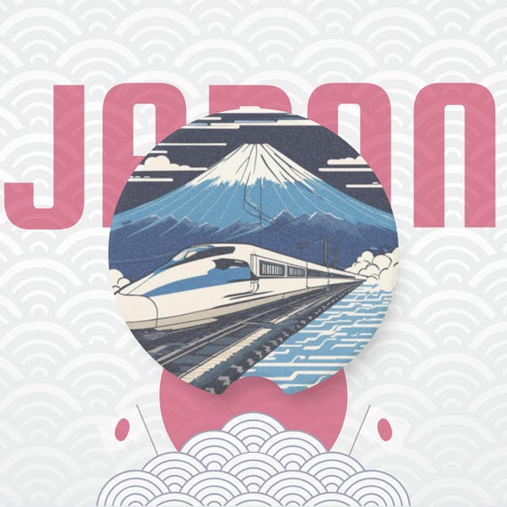 Bullet Train with Mt Fuji Car Coaster, Japanese Travel Accessory, Japan Roadtrip Car Gift, Stone Decor, Road Trip Essentials, Car present