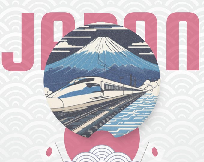 Bullet Train with Mt Fuji Car Coaster, Japanese Travel Accessory, Japan Roadtrip Car Gift, Stone Decor, Road Trip Essentials, Car present