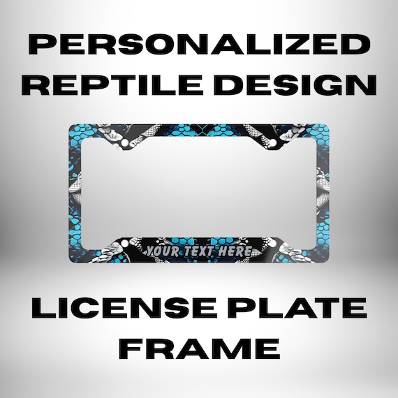 Personalized Reptile Print License Plate Frame - Street Style Car Accessory - Snakeskin Decor, Cool Gift for Him or Her, Urban Car Bling