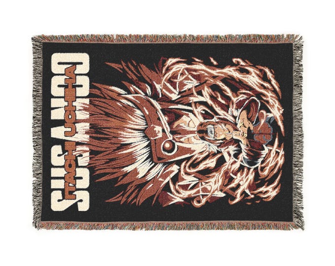 Anime & Manga Blankets - Woven 100% Premium Cotton Anime Throw Blanket with Colorful Fringe - Cozy Home Decor, Wall Tapestry, Gift
