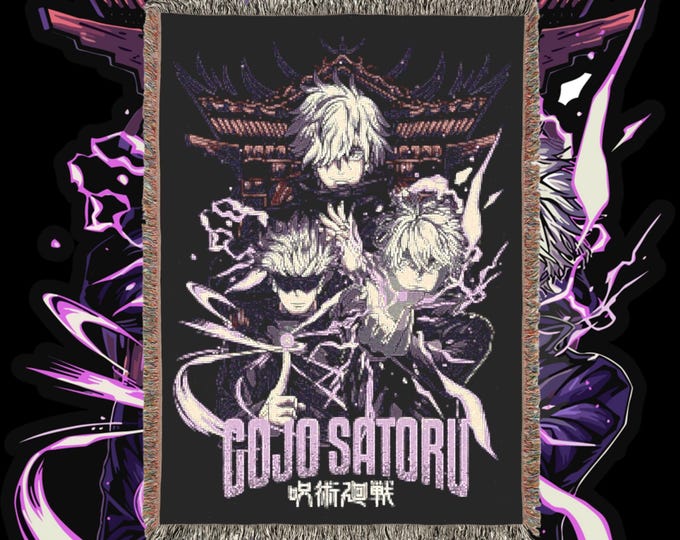 Anime & Manga Blankets - Woven 100% Premium Cotton Anime Throw Blanket with Colorful Fringe - Cozy Home Decor, Wall Tapestry, Seasonal Gift