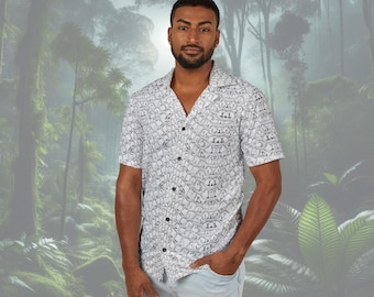 White Snake Skin Button-Up Shirt - Reptile Print, High-End Style for Festivals, Parties, Date Nights, and Events - Lightweight & Tailored