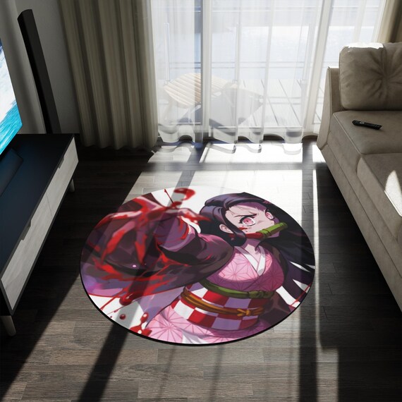 Anime & Manga Round Rug – 60" Otaku Room Decor, Gaming Floor Mat, Anime Watch Party Gift, Durable Chenille Rug for Bedroom or Den