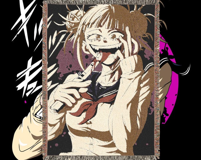 Anime & Manga Blankets - Woven 100% Premium Cotton Anime Throw Blanket with Colorful Fringe