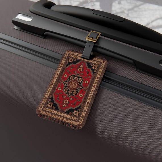 Colorful Persian Rug Luggage Tag for Suitcases & Backpacks, Vintage Travel Accessory, Boho Bag Tag, Gift for Travelers, Unique Baggage Tag