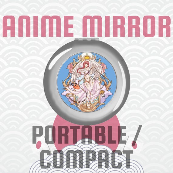 Anime Travel Mirror, Compact Pocket Mirror with Japanese Art, Kawaii Makeup Gift, Otaku Travel Accessory, Tokyo Japan Souvenir Must-Have