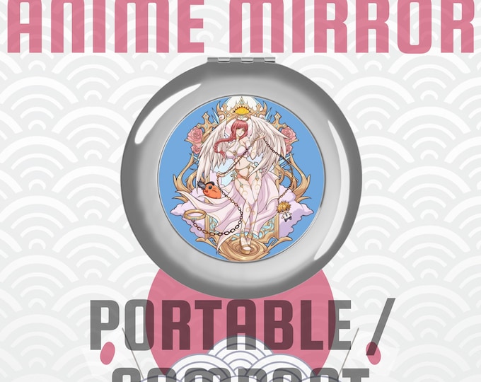 Anime Travel Mirror, Compact Pocket Mirror with Japanese Art, Kawaii Makeup Gift, Otaku Travel Accessory, Tokyo Japan Souvenir Must-Have