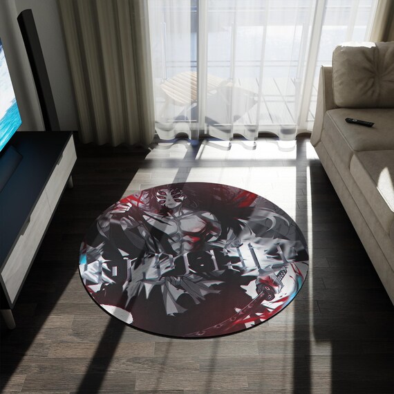 Anime & Manga Round Rug – 60" Otaku Room Decor, Gaming Floor Mat, Anime Watch Party Gift, Durable Chenille Rug for Bedroom or Den