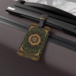 Persian Rug Luggage Tag for Suitcases & Backpacks, Vintage Travel Accessory, Boho Bag Tag, Gift for Travelers, Unique Baggage ID Tag